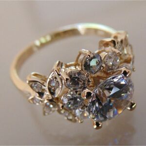 14k Solid Yellow Gold Engagement Ring flower